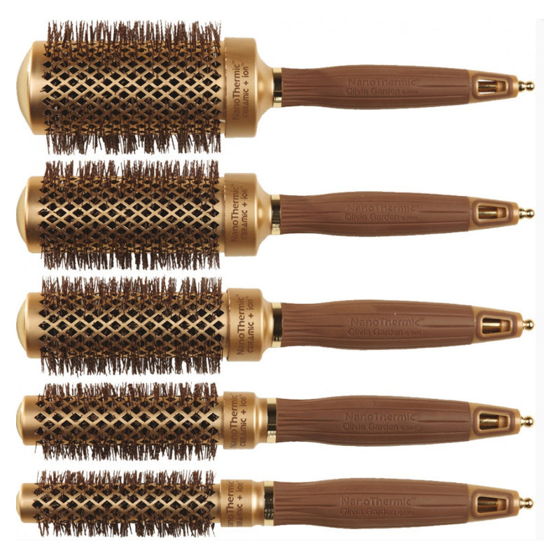 5 spazzole dorate di varie misure