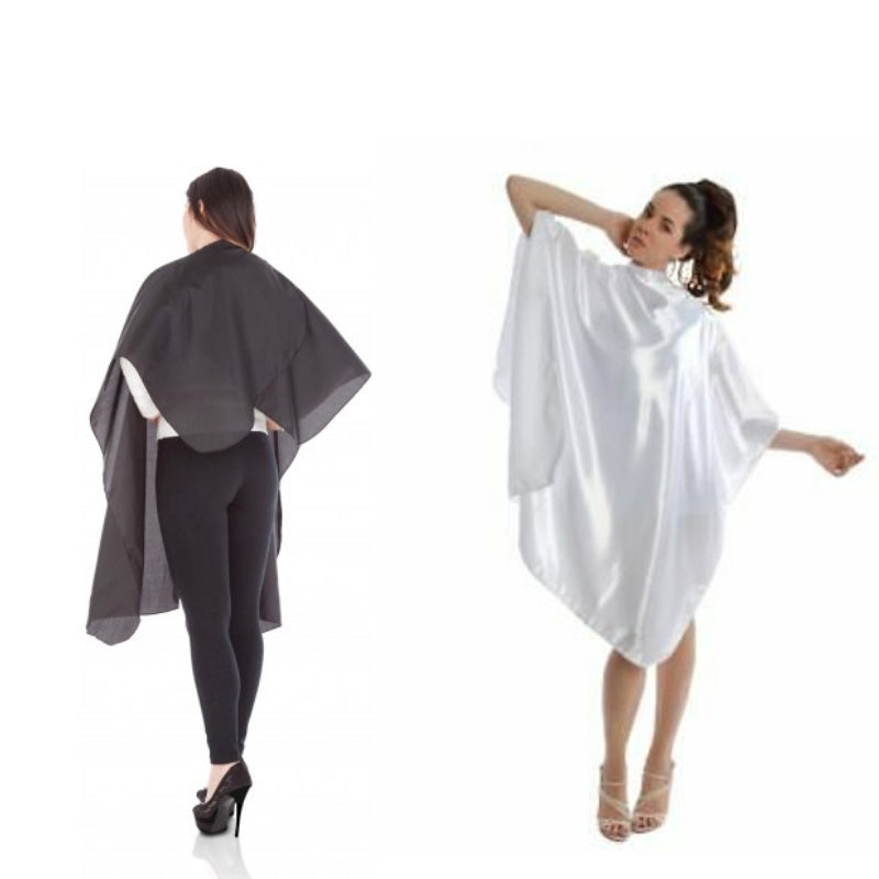 mantelline da taglio capelli indossate color bianco e nero