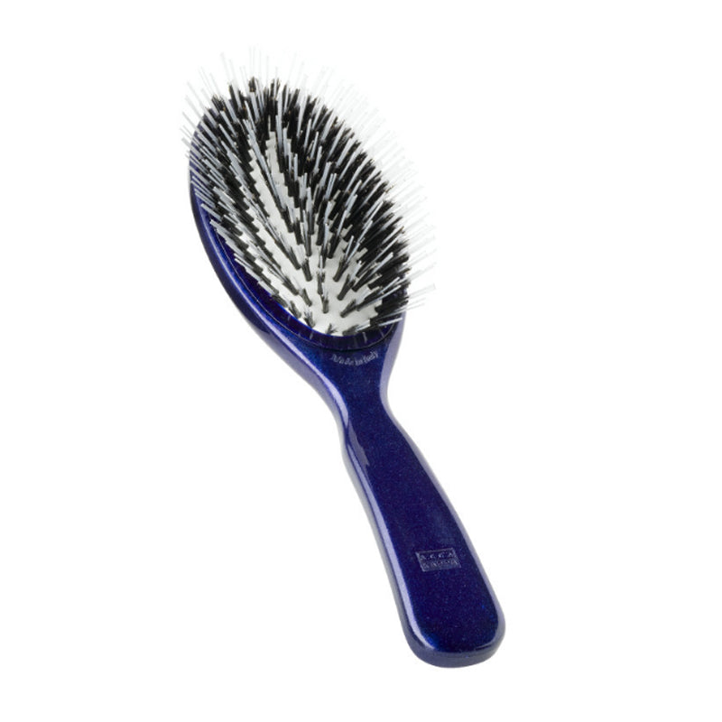 spazzola districante blu con manico e testa rotonda