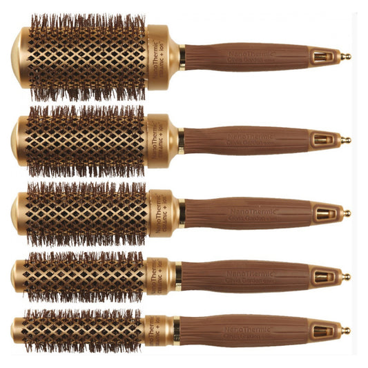 5 spazzole dorate di varie misure