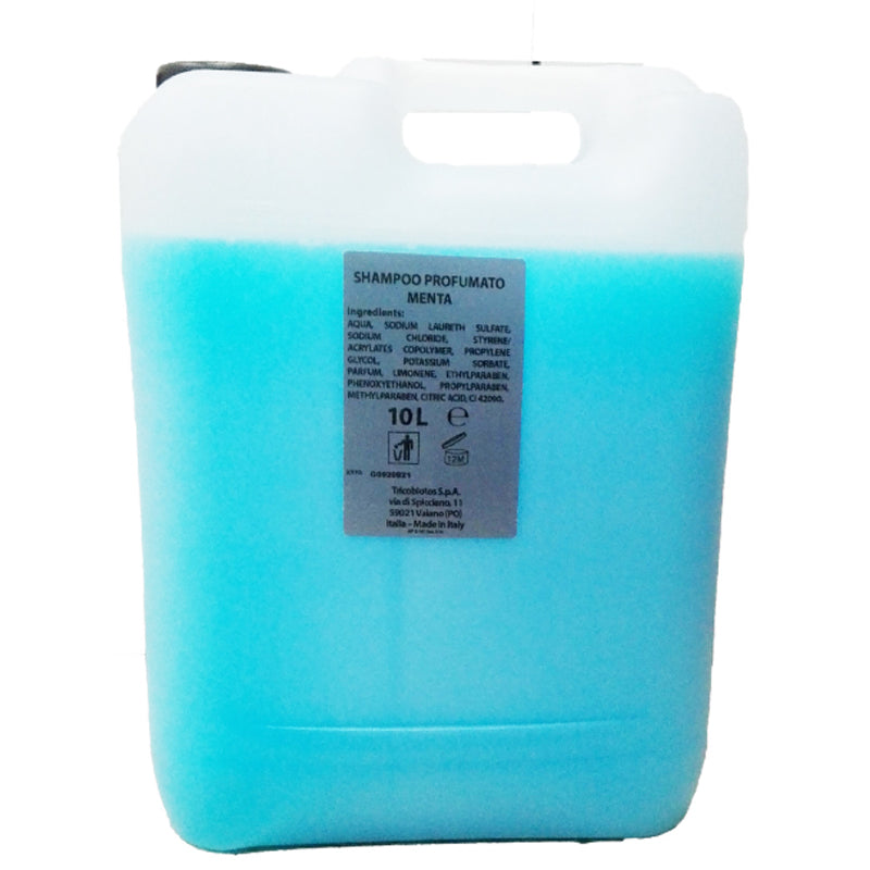 tanica di shampoo azzurro